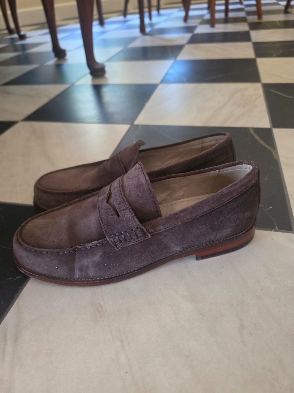 Banana Republic Dellbrook Suede Penny Loafers Dark Brown Men’s Size 10.5 EUC
